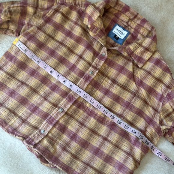 AMERICAN EAGLE Button Down Brown & Burnt Orange PLAID FLANNEL Shirt - Picture 8 of 10